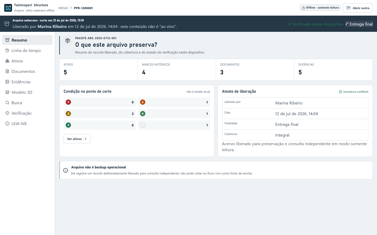Arquivo offline do cliente com acervo técnico